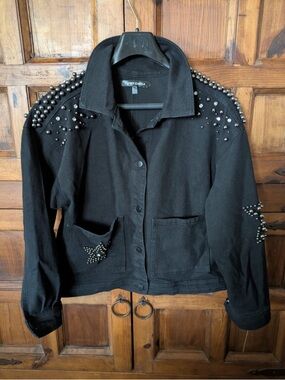 Gabby Isabella Black Studded Jean Jacket